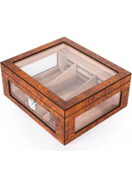 Cam Kapaklı Ahşap Humidor – Kahverengi Görünümlü - PHUM0127 fiyatları
