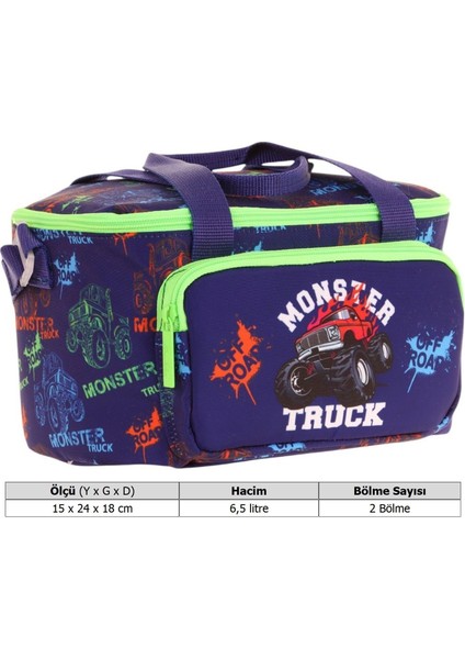 Kids Thermo Isı Yalıtımlı Erkek Çocuk Monster Truck Yeşil Lacivert Beslenme Çantası L7279 (Iki Bölmeli) fırsatları
