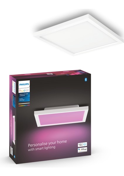 Hue Surimu Beyaz Sıva Üstü Rgb Akıllı LED Kare Panel Tavan Armatürü 25X25CM 1760 Lumen