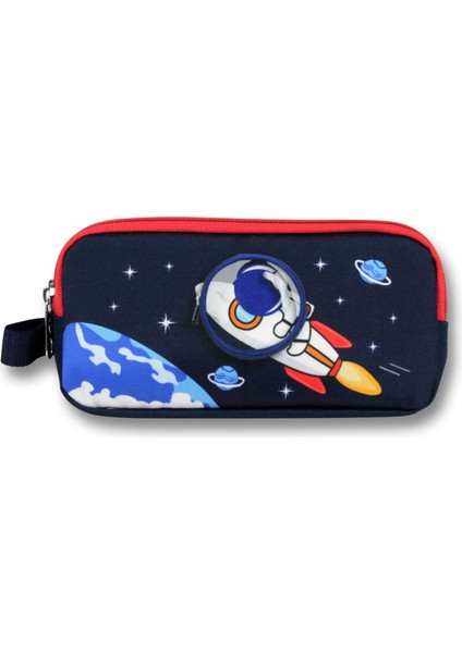 Erkek Çocuklar Için Iki Bölmeli Astronot Desenli Kalemlik - Lacivert Kırmızı - 5044 fiyatları