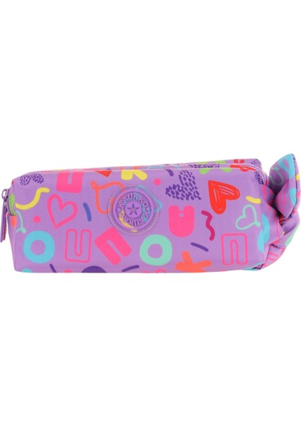 Kız Çocuk Iki Bölmeli Mor Kaukko Kalp Baskılı Kalem Çantası/kalemlik - K2695 fiyatları