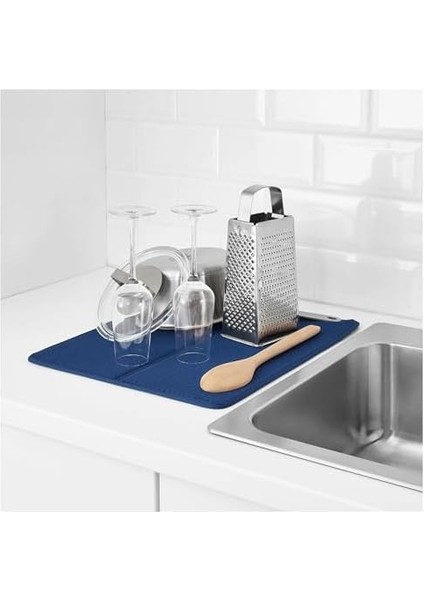 Kurutma Matı, Bulaşık Kurutma Örtüsü, Kaymaz Taban Emici Bulaşıklık, Katlanır Bulaşık Matı Koyu Mavi fiyatları