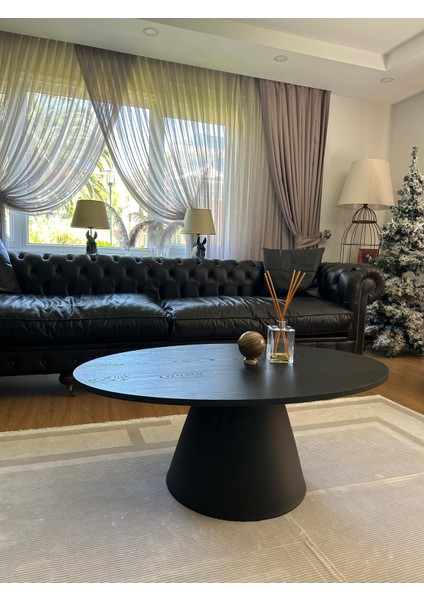 Almond Modern Orta Sehpa Elips 110 x 68 cm Tabla Mantar Sehpa Alüminyum Ayak 40 cm Yükseklik fiyatları
