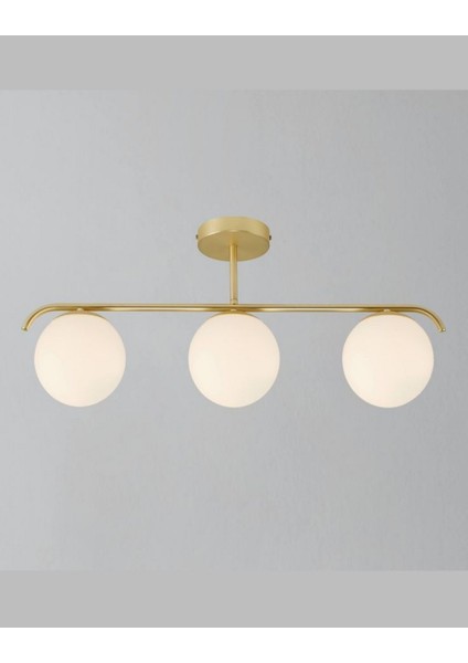 Mylights Üçlü Antik Eskitme Opal Camlı Plofonyer Avize Modern Spor Avize