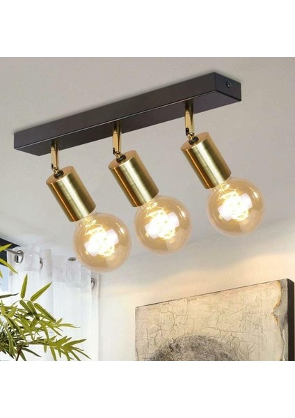 Mylights Avize Retro Üçlü Plofonyer Avize Sıralı Üçlü E27 Duylu