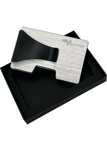 Akıllı Mekanizmalı Minimalist Metal Kartlık Rfıd Korumalı Şık Dayanıklı 15-25 Kart Kapasiteli Cüzdan Kartlık Gri