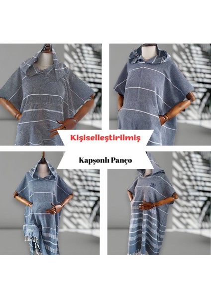 Kişiye Özel Baskılı Kapüşonlu Plaj Pançosu | Isim Yazılı Pamuklu Havlu Poncho |unisex Peştamal Kumaş