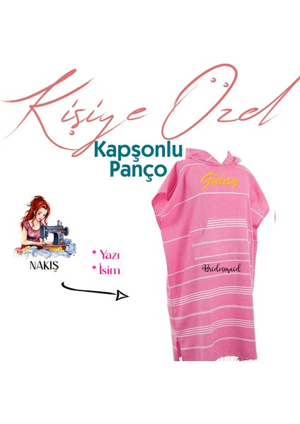 Kişiye Özel Baskılı Kapüşonlu Plaj Pançosu | Isim Yazılı Pamuklu Havlu Poncho |unisex Peştamal Kumaş