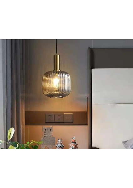 Mylights Rustik Vintage Füme Tekli Sarkıt Avize 20CM
