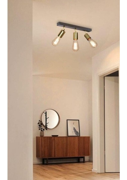 Mylights Avize Retro Üçlü Plofonyer Avize Sıralı Üçlü E27 Duylu