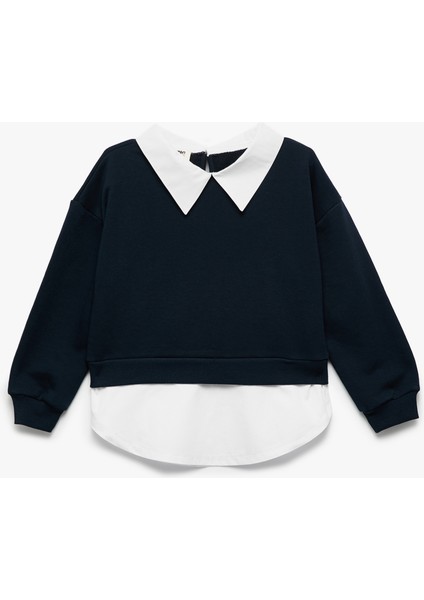 Gömlek Yaka Detaylı Uzun Kollu Sweatshirt