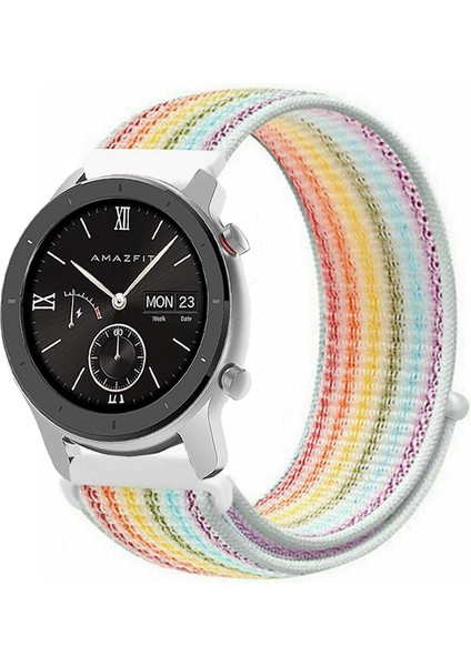 Amazfit Gtr 42MM Akıllı Saat Uyumlu Spor Kumaş Desenli Cırt Cırtlı Kordon Kayış