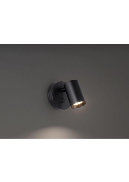 Demet Habek Mylights Osram veya Panasonic Tasarruflu led Gün Işığı Ampul Metal Siyah Gövde Anahtarlı Aplik LED Spot Hareketli Başlık Tekli