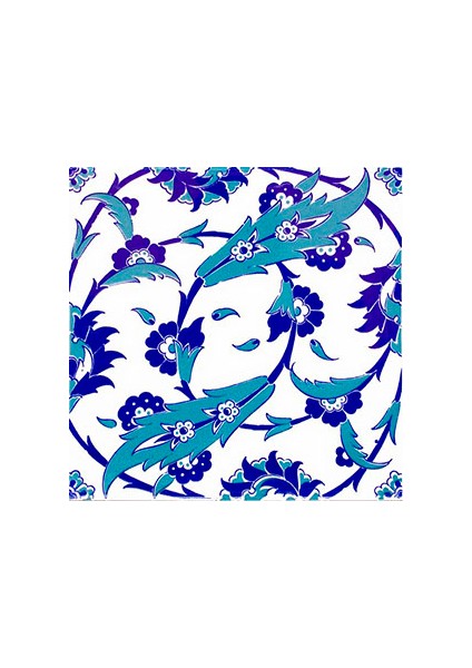 20x20 Cm Ac 32 Selçuklu Mavi Beyaz Kütahya Çini Karo