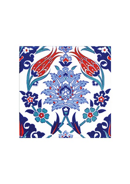 20X20 Cm Ac 4 İznik Lale Desen Kütahya Çini Karo