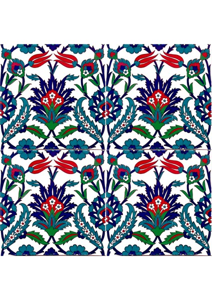 20x20 Cm Ac 19 Laleli Desen Osmanlı Çini Seramik Karo