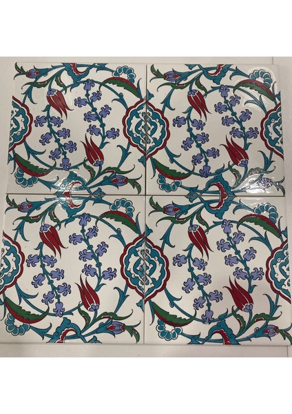 20x20 Cm Ac 5 İznik Dönence Çiçek Desenli Çini Karo