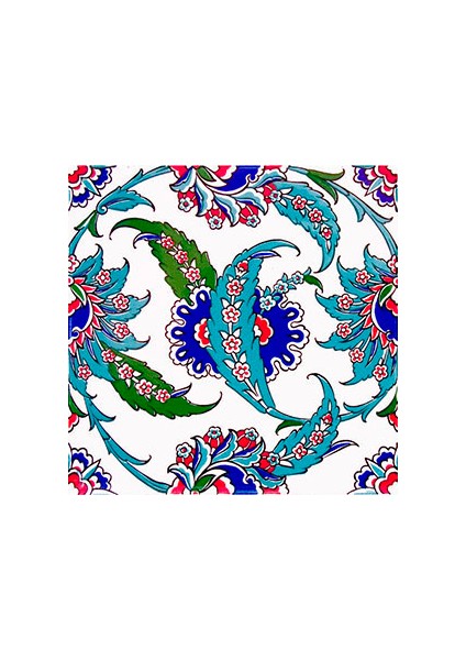 20x20 Cm AC 1 Yaprak Desenli Kütahya Çini Karo