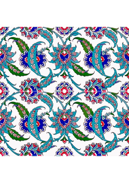 20x20 Cm AC 1 Yaprak Desenli Kütahya Çini Karo