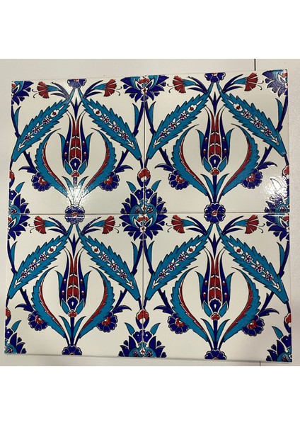 20x20 Cm Ac 2 Kırmızı Lale Desenli İznik Çini Karo modelleri