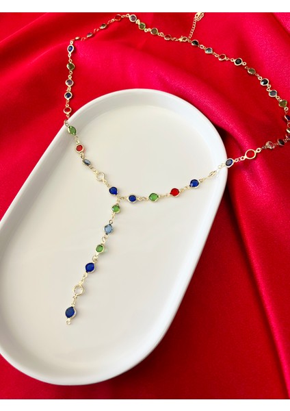 Çok Renkli Top Zincir Çelik Kolye