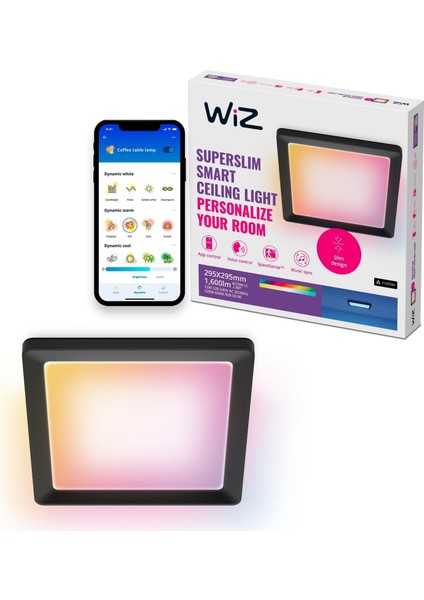 Siyah Akıllı Sıva Üstü Rgb Kare Panel Tavan Armatürü 12W