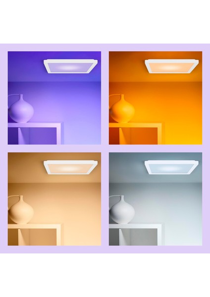 Siyah Akıllı Sıva Üstü Rgb Kare Panel Tavan Armatürü 12W