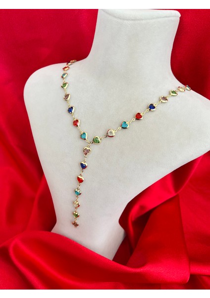 Çok Renkli Kalp Y Çelik Kolye fiyatları