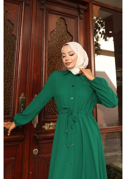 Yırtmaç Detaylı Uzun Takım Yeşil