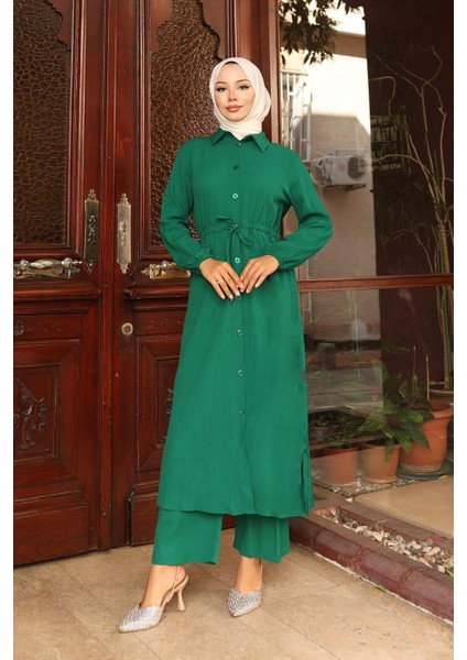 Yırtmaç Detaylı Uzun Takım Yeşil fırsatları