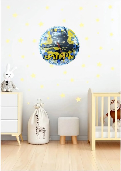 Dekoratif Batman Temalı Çocuk Odası Duvar Saati