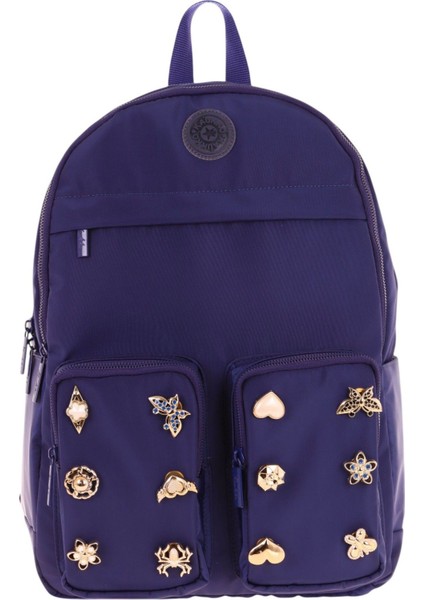 Fancy Kız Çocuk Metal Aksesuarlı Lacivert Beş Gözlü Okul Sırt Çantası - K1833 fiyatları