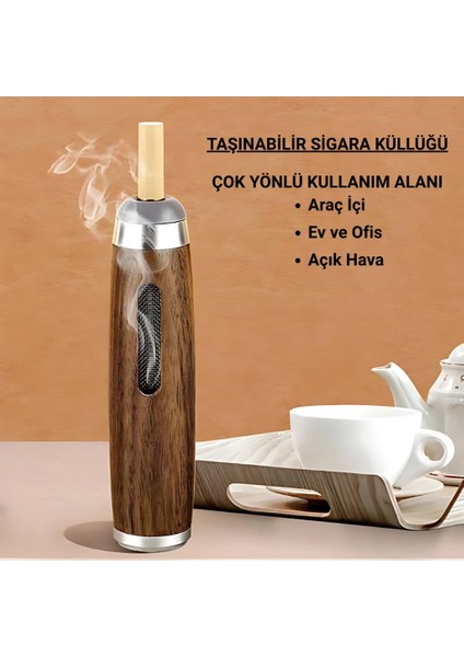 Pipo Tipi Taşınabilir Tüm Sigaralara Uyumlu Küllük, Ev, Ofis, Araç ve Açık Alan Için Mini Küllük