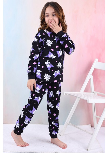 %100 Pamuk Süprem Penye Kumaş Uzun Kollu Bisiklet Yaka Kız Çocuk Pijama Takımı 3-13 Yaş modelleri