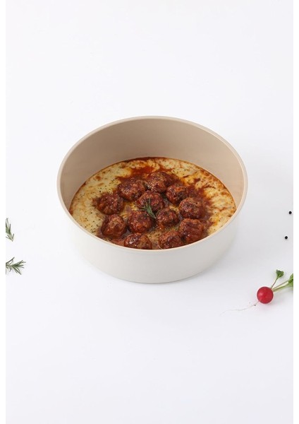 Fika Alüminyum Döküm Yuvarlak Fırın Tepsisi Bej 28CM