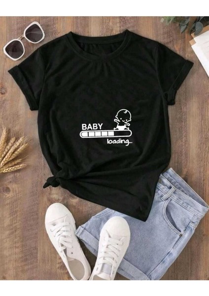 Oversize T-Shirt Baskılı Siyah Renk