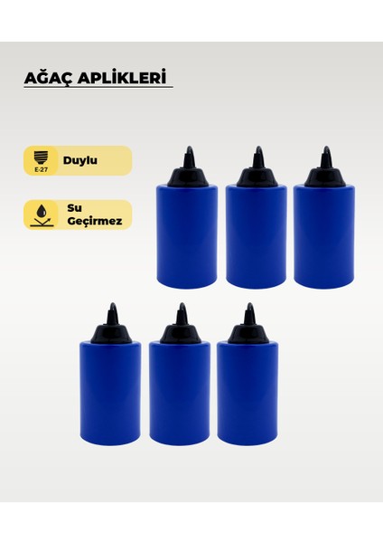 Neon Mavi Ağaç Feneri 6 Adet