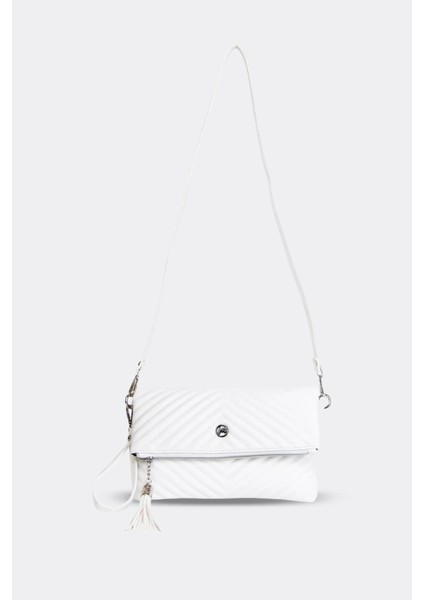 Kadın Clutch Portföy Çantası Uzun Askılı Beyaz fiyatları