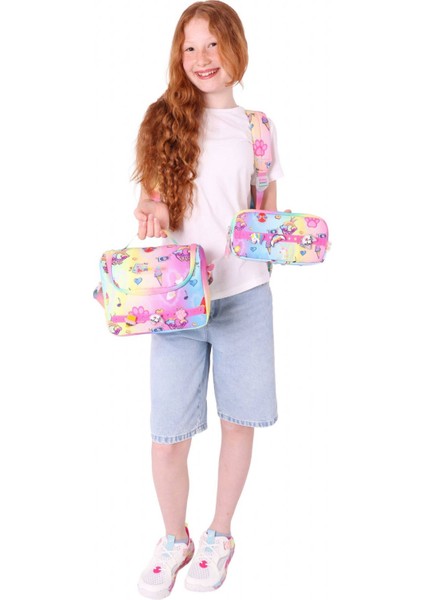 Kids Üçlü Ilkokul 1.2.3.4. Sınıf Okul Çanta Seti - Mavi Sarı - Kız Çocuk - Silikon Aksesuarlı modelleri