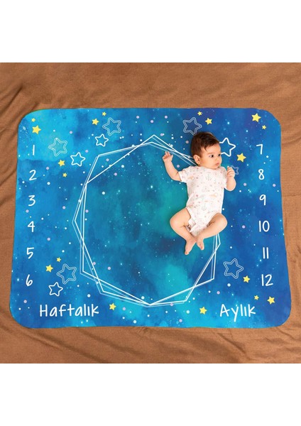 Uzay Macerası Baby Shower Hediyesi Fotoğraf Çekim Battaniyesi