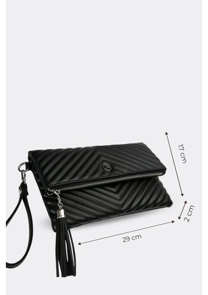Kadın Clutch Portföy Çantası Uzun Askılı Siyah fiyatları