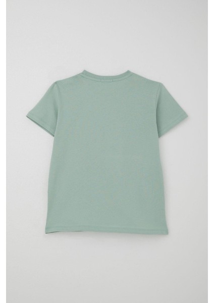 Erkek Çocuk Şortlu Takım Püskürtme Boya Desenli Yazı Baskılı 5-10 Yaş, Mint Yeşili fırsatları