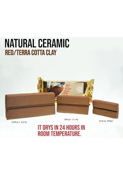 Seramik Kil Hamuru,kırmızı/terracotta 1000 Gr(1 Kg) Fırınlamaya Gerek Olmayan Güzel Sanatlar Figür Heykel Modelleme Oyun ve Montessori Sınıfları Için Toksik Olmayan Doğal Kil modelleri