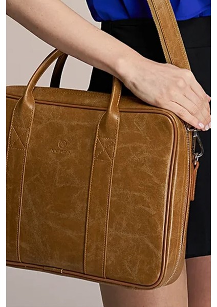 Macbook Organizer Laptop Evrak Çantası 13" & 14" Inç Taba