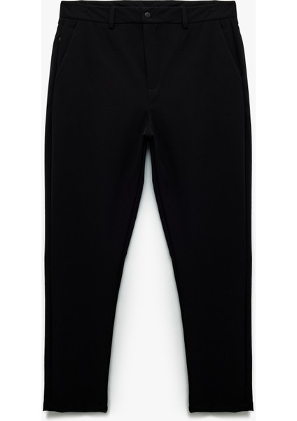Slim Fit Cep Detaylı Düğmeli Esnek Kumaş Pantolon