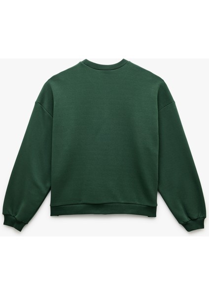 Şardonlu Baskılı Uzun Kollu Bisiklet Yaka Oversize Sweatshirt fiyatları