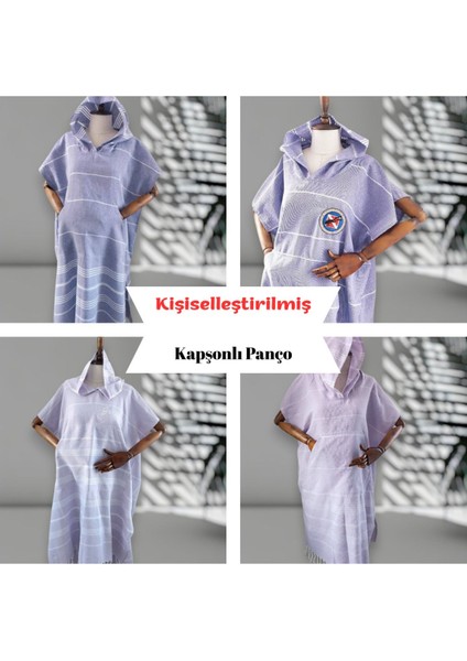 Kişiye Özel Baskılı Kapüşonlu Plaj Pançosu | Isim Yazılı Pamuklu Havlu Poncho |unisex Peştamal Kumaş
