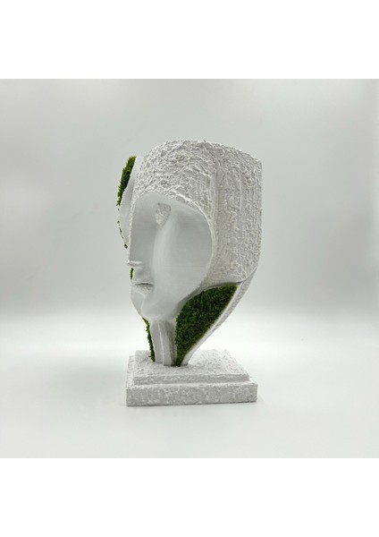 Bakım Gerektirmeyen Yosunlu Büst Heykel | 3D Baskı Modern Dekor | Doğal Korunmuş Yosunlu Minimalist Heykelcik (15X24 Cm) fiyatları