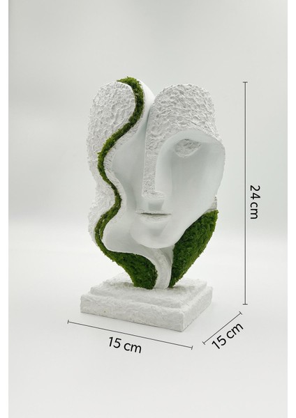Bakım Gerektirmeyen Yosunlu Büst Heykel | 3D Baskı Modern Dekor | Doğal Korunmuş Yosunlu Minimalist Heykelcik (15X24 Cm) fırsatları