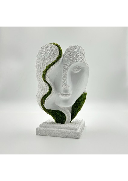 Bakım Gerektirmeyen Yosunlu Büst Heykel | 3D Baskı Modern Dekor | Doğal Korunmuş Yosunlu Minimalist Heykelcik (15X24 Cm) indirimleri